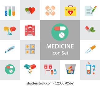 Medicine icon set. Capsule, pill, syringe, scalpel, microscope. Medication concept. Can be used for topics like medical help, lad research, test, emergency
