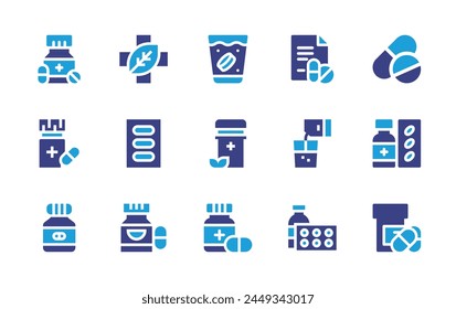 Medicine icon set. Duotone color. Vector illustration. Containing pills, alternativemedicine, medicine, prescription.