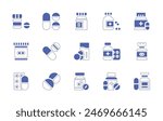 Medicine icon set. Duotone style line stroke and bold. Vector illustration. Containing medicine, tablets, pill, drugs, pills, capsules, medicines.