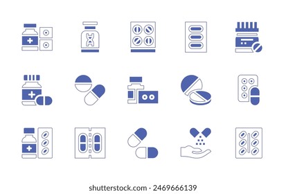 Medicine icon set. Duotone style line stroke and bold. Vector illustration. Containing medicine, pills, drug, medicines, alternativemedicine.