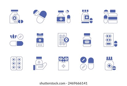 Medicine icon set. Duotone style line stroke and bold. Vector illustration. Containing medicine, alternativemedicine.