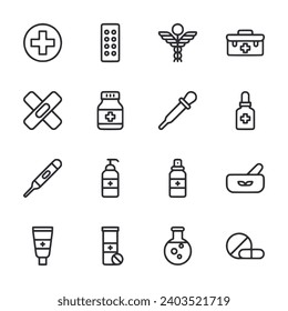 Medicine icon set isolated on white