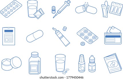 Medicine Icon Set Such As Oral Medicine And Injection