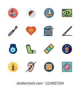 medicine icon set. vector set about toothbrush, heart, products and science icons set.