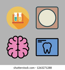 medicine icon set. vector set about lens, brain, test tubes and x ray icons set.