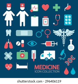 Conjunto de iconos de medicina. Ilustración del vector