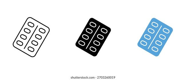 Icono de la medicina fijado Vector en el fondo blanco, tableta, cápsula, droga, farmacia, símbolo.