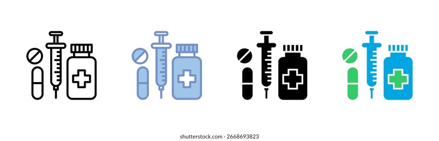 Medicine icon sheet multiple style collection