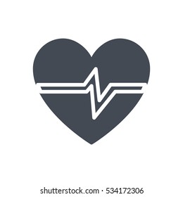 Medicine icon solid heart rate beat silhouette