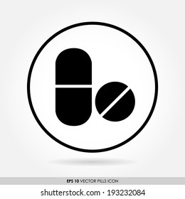 Medicine icon - tablet & capsule in circle