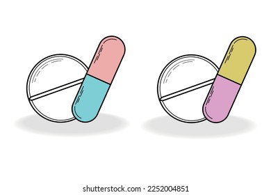 Medicine icon Vector 10 EPS. Pills and capsule