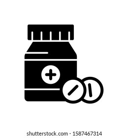 medicine icon vector in black flat design on white background