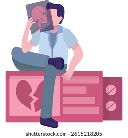 Medicine icon vector. Doctor examine skull x-ray. Anatomy medical test, lab result examination. Radiology and neurosurgery