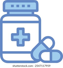 Medicine icon vector illustration blue color