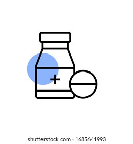 medicine icon vector illustration. drug icon with color shape