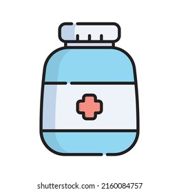 Medicine Icon Vector Illustration. Flat Outline Cartoon. Medical Icon Concept Isolated Premium Vector