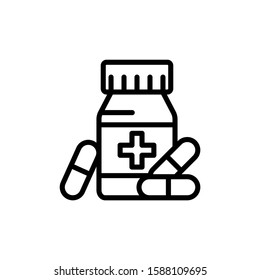 medicine icon vector in lineart style on white background