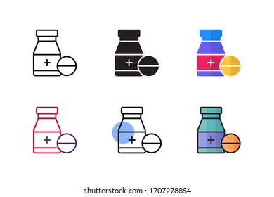 icono de medicina vector con seis estilos diferentes. aislado sobre fondo blanco