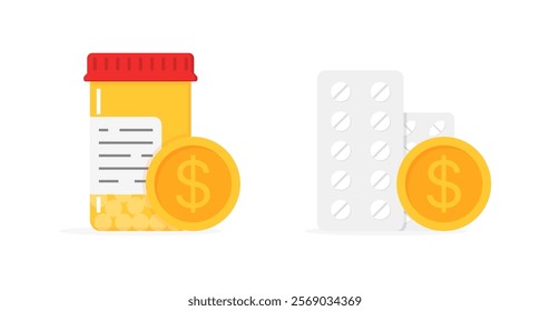 Medicine icons. Cash icons. Flat style. Vector icons.