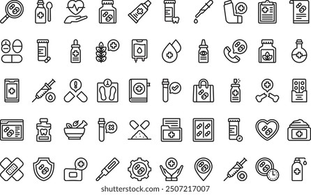 Medicine icons collection is a vector illustration with editable stroke.