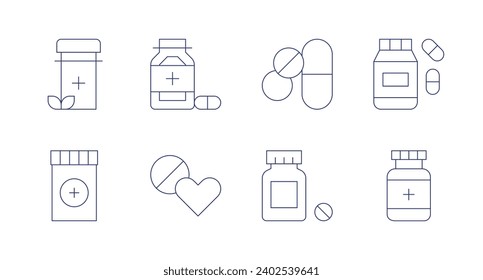 Iconos de la medicina. Trazo editable. Con medicinas, medicamentos, píldoras, medicinas, medicamentos.