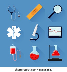 Medicine icons in flat design