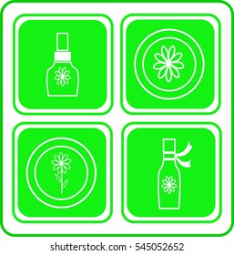 Medicine icons line on a green background