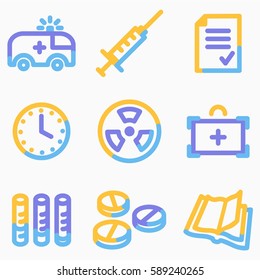 Medicine icons set 1, colour contour series