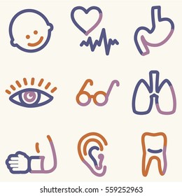 Medicine icons set 2, colour contour series