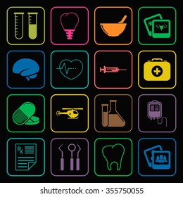 Medicine icons set. 