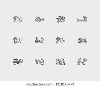 Medicine icons set. Angiology and medicine icons with intensive care medicine, biomedicine and gastroenterology. Set of organism for web app logo UI design.