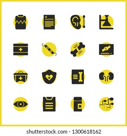 Medicine icons set with heart rhythm, folder and sperm elements. Set of medicine icons and roentgen concept. Editable vector elements for logo app UI design.