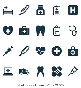 Medicine Icons Set. Includes Icons Such As Mercury, Ache, Spike And Other.