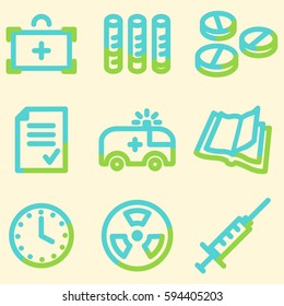 Medicine icons set, signs for infographics, web, presentation