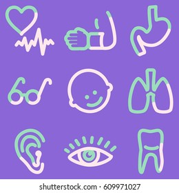 Medicine icons set, signs for infographics, web, presentation