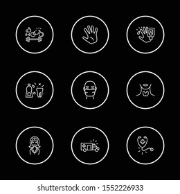 Medicine icons set with thyroid, mouthwash and diabetes elements. Set of medicine icons and tooth cleanser concept. Editable vector elements for logo app UI design.