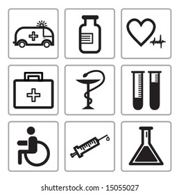 Medicine icons set. Vector.