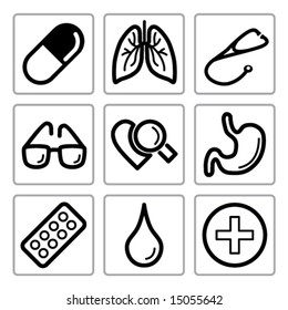 Medicine icons set. Vector.