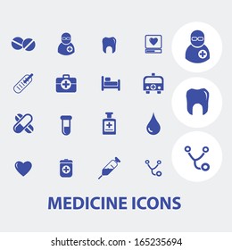 medicine icons set, vector
