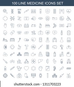 medicine icons. Trendy 100 medicine icons. Contain icons such as shave hair in skin, injection, hospital building, test tube, heartbeat watch. medicine icon for web and mobile.