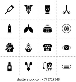 Medicine icons. vector collection filled medicine icons. includes symbols such as eye, injection, blood donation, test tube, medical. use for web, mobile and ui design.