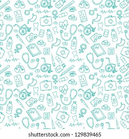 Medicine icons vector doodle seamless background