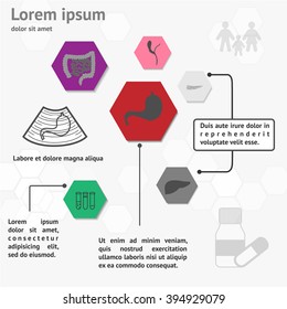 medicine infographic template. Diagnose and treatment digestive system