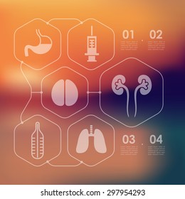 medicine infographic with unfocused background