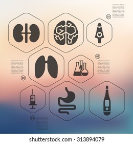 medicine infographic with unfocused background