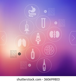 medicine infographic with unfocused background