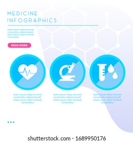 medicine infographic vector icons in blue color