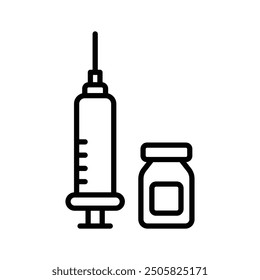 medicine inject icon line vector design in modern style