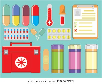 Medicine items vetor illustration 