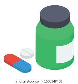 
Medicine jar, bottle container for pills, capsules and tablets etc 
